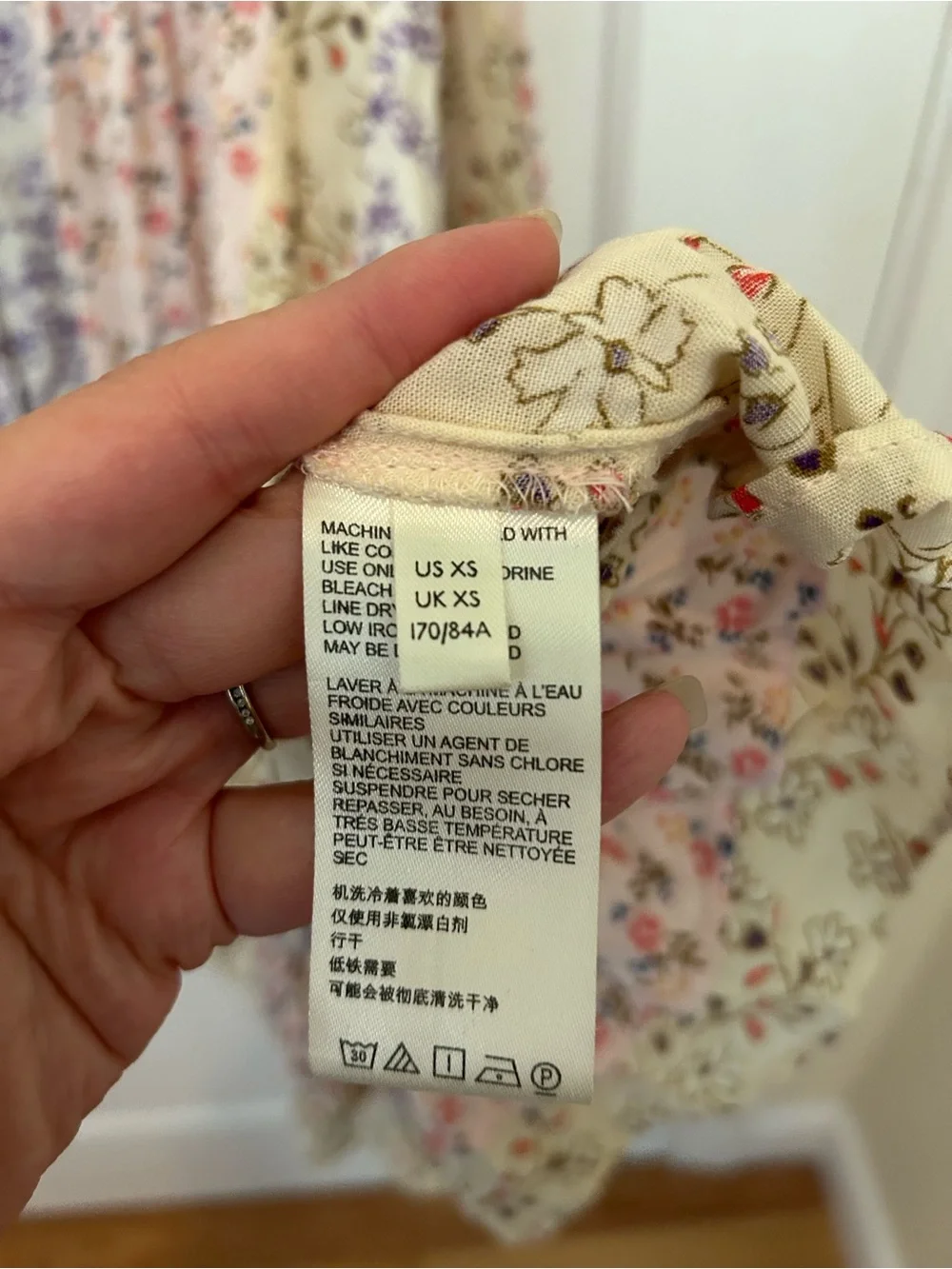 Free People Floral Boho Mini Dress Cottagecore Prairie Ruffle Romantic XS Fit S